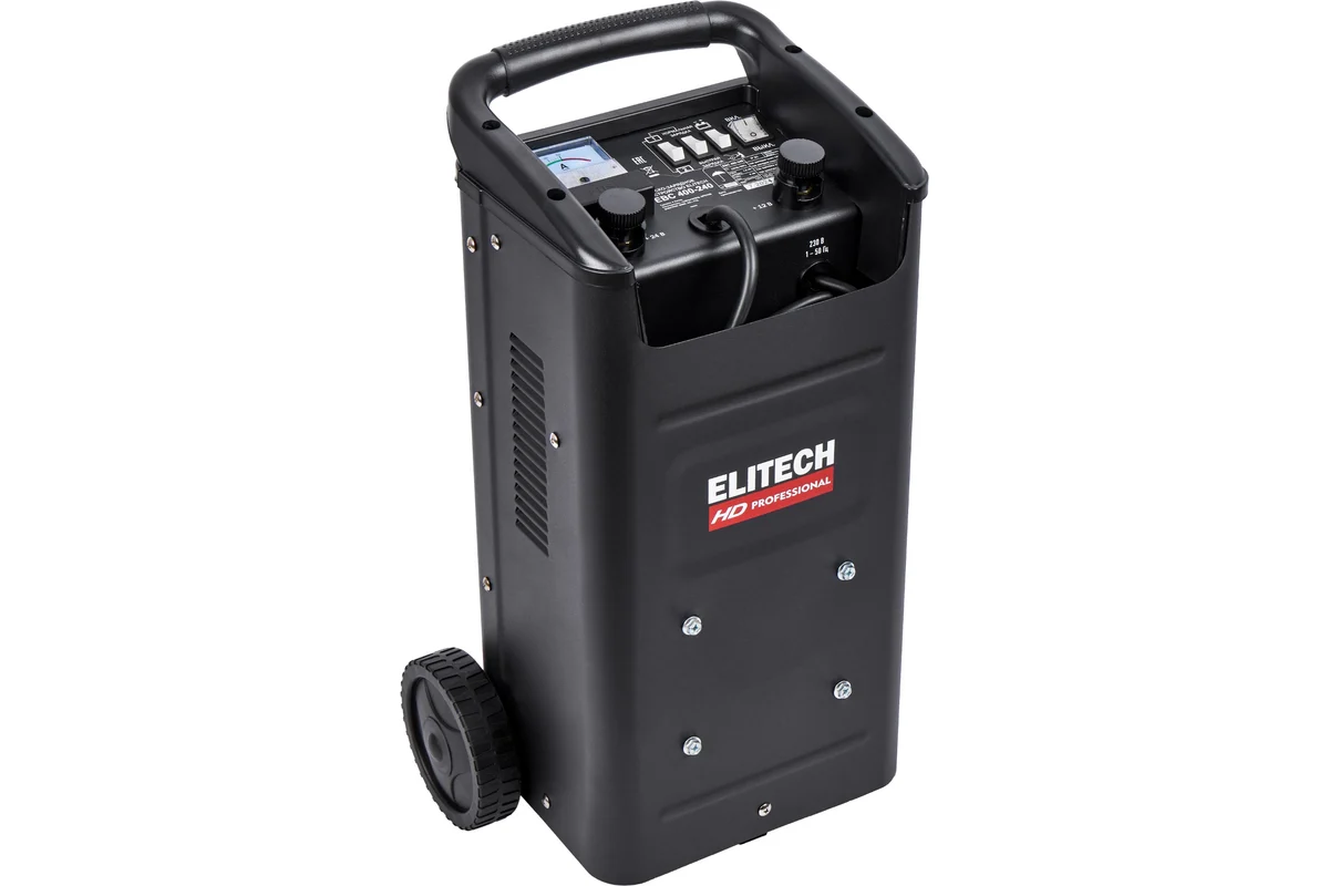Устройство пуско-зарядн. Elitech EBC 400/240 (12/24В,1.6/8.0кВт,18/40А,40-700Ач,240А,15.4кг) 206813