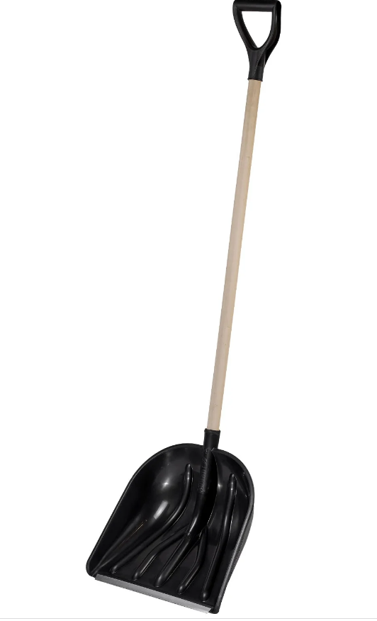 Лопата для снега (в сборе) №9 410*410 с оцинк. планкой с алюм. окраш. черенком и V-ручкой Павлово