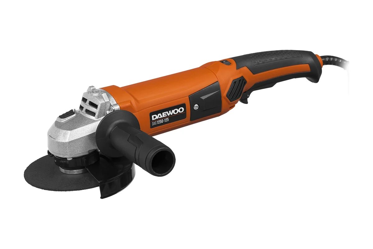 УШМ DAEWOO DAG 1250-125 (1250Вт, 125мм, 3000-12000об/мин (рег.оборотов), узк. прорез. корпус, 1,9кг)