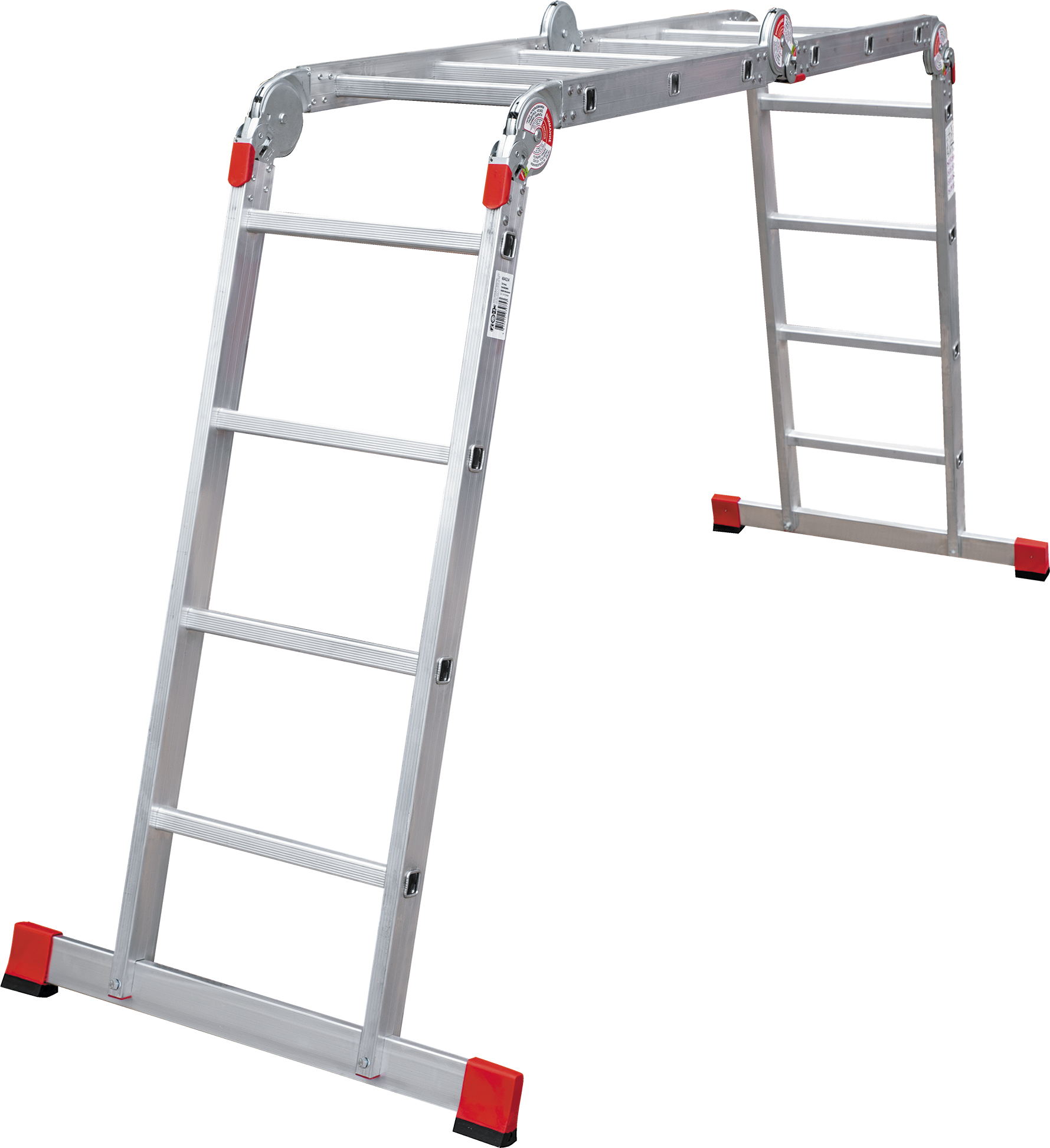 Лестница-трансформер алюм. проф. Новая Высота NV 3320 4*4перекл., шир.400мм, черная, красный башмак