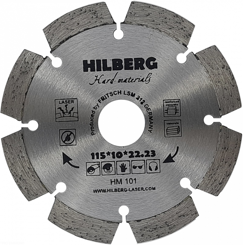 Диск алмазный отрезной TRIO DIAMOND 115*22,23 Hilberg Hard Materials Лазер HM101