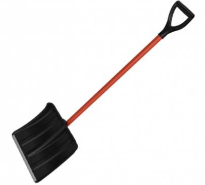 Лопата для снега 380*365мм ВИТЯЗЬ пластмассовая, алюм. планка, (с метал. череном, V-ручка) 33558