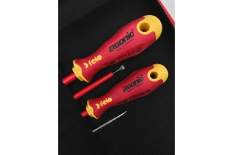 Набор отверток Felo Ergonic SL, PH, PZ (+/-), отвертка тестер сети и диэл. бокорезы 160 мм в сумке