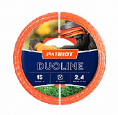 Леска Duoline 2,4*15 (скрученный квадрат, двухцветная, красная жила) PATRIOT 