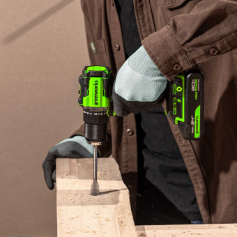 Дрель-шуруповерт акк. Greenworks DD560, 24V, б/щет, 30/60 Нм,13мм, Anti-kickback,1х4Ач,ЗУ,кор (3708407CUB)