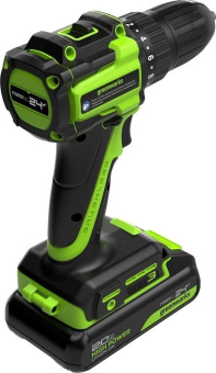 Дрель-шуруповерт аккумуляторная GREENWORKS DD345 24V, АКБ 2Ач и ЗУ 3708307CUA