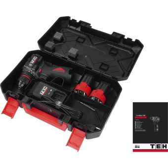 Шуруповерт аккум.TEH TDBL316-2B( 16,8 V,50Нм.патрон 10 мм.. 2 шт. Акб 2 Ач, ЗУ, кейс)