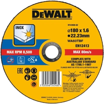 Круг отрезной DeWalt п/мет. 180*1.6мм EXTREME Cutting INOX , тип41 DT43908-QZ