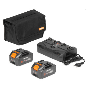 Снегоуборщик аккум.DAST 5542Li SET DAEWOO(21В+21В=42В,бесщет,2АКБ*5,0Ач,Li-Ion,ЗУ)