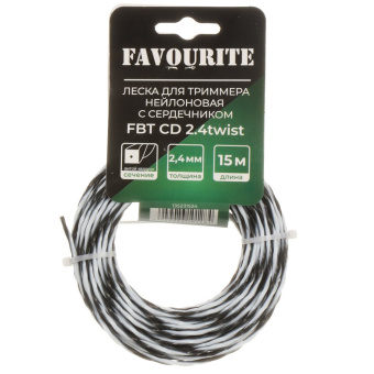 Леска для триммера нейлоновая FAVOURITE FBT C 2,4 Twist (2,4мм, 15м, витой квадрат с сердечником)