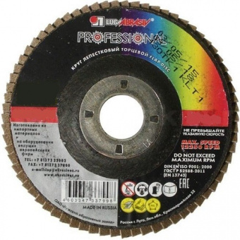 Круг лепестковый КЛТ1 (прям.) Profi 125*22 Р80 Луга 88283-А