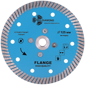 Диск алмазный отрезной TRIO DIAMOND 125*м14 Турбо с фланцем hot press FHQ452