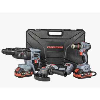 НАБОР 3в1 ProfiPower ProfiSet-3E18 (Li-ion-2шт, 4Ач, З/У, кейс, E0080,T0056, T0058) E0247