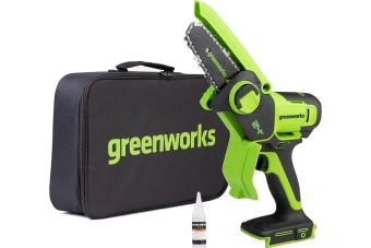 Пила цепная мини аккум. Greenworks GD24CSMNX (24V, 15см, бесщет., c 1хАКБ 2Ач и ЗУ) 2008707UA