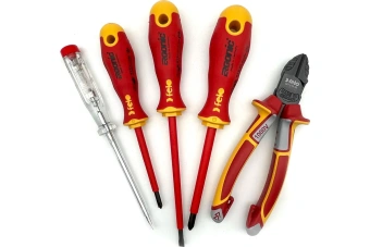 Набор отверток Felo Ergonic SL, PH, PZ (+/-), отвертка тестер сети и диэл. бокорезы 160 мм в сумке