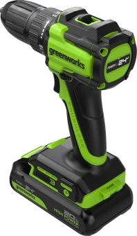 Дрель-шуруповерт аккумуляторная GREENWORKS DD345 24V, АКБ 2Ач и ЗУ 3708307CUA