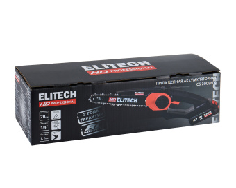 Пила цепная МИНИ аккум. Elitech HD CS 2008BLK(б/щет,20В,1х20В,Li-ion,шина20см,шаг1/4",паз1.1мм,ЗУ)