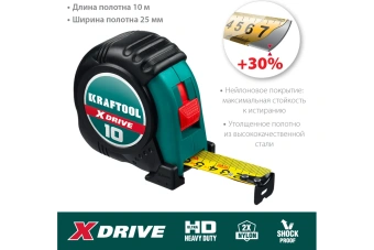Рулетка KRAFTOOL X-Drive  10*25мм  34122-10