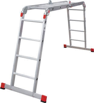 Лестница-трансформер алюм. проф. Новая Высота NV 3320 4*4перекл., шир.400мм, черная, красный башмак