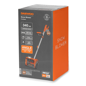 Снегоуборщик-лопата DAEWOO DAST 3421Li (21В,Бесщет.34см/20см,направл., ФАРА, БЕЗ АКБ и ЗУ)