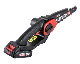 Пила цепная МИНИ аккум. Elitech HD CS 2008BLK(б/щет,20В,1х20В,Li-ion,шина20см,шаг1/4",паз1.1мм,ЗУ)