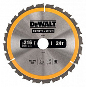 Пильный диск Dewalt CONSTRUCT 216/30 24 АТВ +5* DT1952-QZ