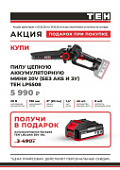 Аккумулятор в подарок при покупке мини пилы TEH LPS508 20V Аккумулятор в подарок при покупке мини пилы TEH LPS508 20V